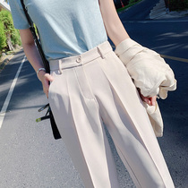 Suit pants womens 2021 spring and summer new thin nine-point trousers joker loose small straight tube thin pipe pants