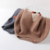 Boys sweater New thick childrens solid color cashmere sweater baby Korean childrens clothing small childrens pullover bottoming sweater