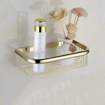 Free hole European style All copper gold makeup table shelf Wide edge thickened square paper basket Toilet paper basket