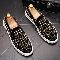 Tide brand mens shoes thick soled inner high board shoes personalized rivets casual shoes mens foot pedal breathable loafers