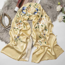 Pure Handmade Real Silk Reworked Shawl  Golden Jade Full Hall > Warm Gift for Genuine Silk Embroidery