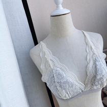 Encounter Hokkaido) romantic French triangle cup no steel ring sexy lace big chest small bra underwear girl