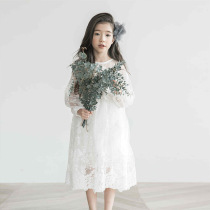 Childrens 2021 spring summer dress Princess Korean girl long sleeve lace jumpsuit