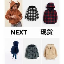 In Stock] UK Next Baby Boys Cowhorn Button Cotton Coat Plaid Velvet Hooded Jacket Jacket