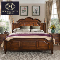 American solid wood bed European country luxury master bedroom wedding bed retro upscale hotel upscale double bed 18 m bed