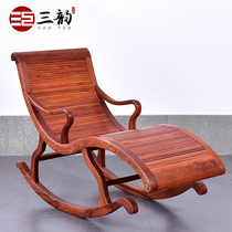 Mahogany furniture Chinese antique rocking chair balcony leisure chair solid wood rocking chair Burmese flower pear lounge chair