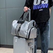 Hong Kong leather travel bag female cowhide hand luggage bag large capacity Light Sports Mens Fitness shoe bag