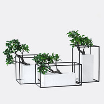  Marble vase decoration Living room entrance soft decoration New Chinese flower arrangement container European model room decoration