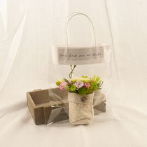 Single hand burlap bag mini flower bucket Teachers Day ice cream cone paper round small flower box gift box