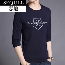 Serqu autumn mens long-sleeved t-shirt slim-fit base shirt 2021 autumn new mens cotton top thin mens clothing