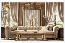 American linen sofa French retro Neo-Classical living room fabric pull buckle double three-person sofa combination corner sofa