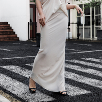 Z boss anti-wrinkle soft silk spinning 2021 summer style European and American swallowtail long skirt double elegant one slit skirt