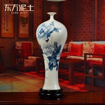Oriental clay Ceramic hand-painted vase ornaments Chinese-style living room TV cabinet Bogu shelf ornaments Flowers blossom rich