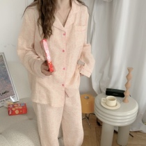 Afternoon cicada singing ~ limited season cherry Korean version of simple floral cotton pajamas women's spring and autumn long sleeve home clothing