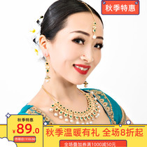 Yiman Indian Dance Performance First Jewelry Eyebrow Earrings Necklace Three-piece Earrings Nepal Ethnic Style