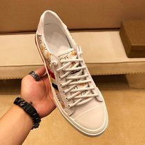 European Station Mens Shoes New Genuine Leather Fashion Small Bee Embroidery Little White Shoes Male Tide Cards Flat Bottom Casual Board Shoes 100 hitch