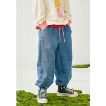 Pear small leisure boys and girls 2021 Autumn New Korean version of tide long pants children Joker neutral pair of jeans
