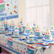 Childrens birthday blue one-year-old theme party party dress up supplies baby one-year-old celebration variety