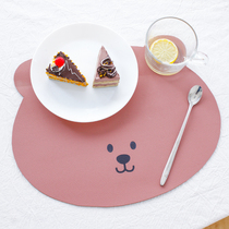 MZao leather table mat oil-proof coaster cute table waterproof heat-insulated bowl Bowl bear cartoon childrens placematte boutique