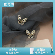 S925 Silver Needle Temperament Han Van Only Beauty Butterfly Earnail Elegant Personality Inlaid Drilling Ear Accessories Creative Hollowed-out Ear Clip 1437