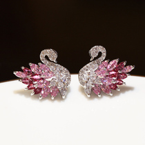 Exquisite Super Flash Crystal Swan earrings 925 sterling silver earrings female sweet temperament versatile female