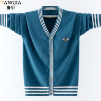Trend Cardio-hoodie for male children Knitted Jacket Spring autumn Embroidery Bee Teenagers Pure Cotton Sweaters Korean version