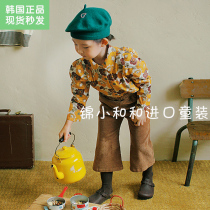 Now Jin Xiaohe and amber Korean childrens clothing Girls floral shirt long sleeve new foreign style pure cotton retro top