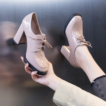 High heels women 2022 new spring 2021 Fashion 100 hitch and square head deep mouth small leather shoes Inn single shoes