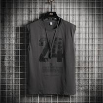 3 Pieces) Pure Cotton Vest Mens Summer 2021 New Tide Signs Ins Loose Sports Fitness Kan Shoulder Sleeveless T-Shirt