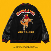 AWE GOD national tide American street angel devil high street vibe niche design sense baseball uniform loose couple