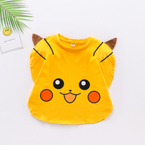 Childrens Doraemon T-shirt cotton summer new orange Pikachu three-dimensional short-sleeved boys creative tops