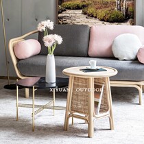 ins Rattan woven creative Japanese tea table Nordic minimalist tea table combination Modern designer bed and breakfast hotel small side table