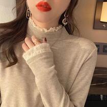 2021 Spring and autumn new womens clothing 100 hitch a hitch undershirt plus a velvet long sleeve T-shirt autumn and winter foreign air blouse