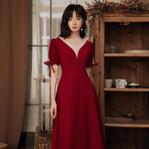 Red dress toast bride can wear autumn thin 2021 new back dress wedding woman