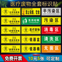 Medical waste label stickers Custom hospital trash classification stickers Medical waste identification cards Infection damage