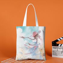 Student Xiaoqing New Sail Cloth Bag Woman Single Shoulder Bag Large Capacity Bag 100 Lapped Printed Carry book Canvas Bag