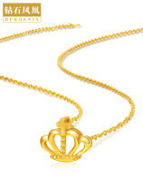 Gold necklace womens pure gold 999 hollow heart-shaped 5G crown pendant set chain clavicle chain fine girlfriend gift