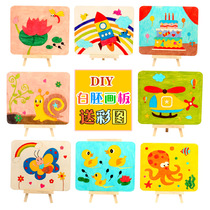 Painting board children graffiti materials kindergarten diy wooden painting children coloring art white embryo wood board painting