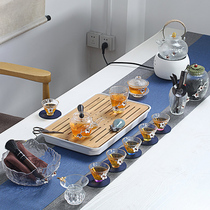 Japanese style simple transparent kung fu tea cup teapot whole set electric pottery stove tea set set household
