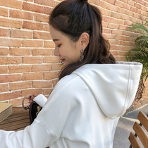 Solid White Black Red gray Pink Spring and Autumn 2020 new hooded loose tide ins thin sweater women