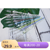 (Small ink cartridge spot) Japans Western Sichuan pointed glass pen dipping fountain pen color ink test color artifact silver foil Rod