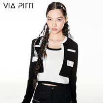 VIAPITTI pocket cardigan vest two-piece contrast coat women's autumn 2021 new vest jacket
