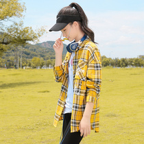 Girls plaid shirt long sleeve spring and autumn Korean version of female children foreign fashion fashion children thin cotton autumn shirt