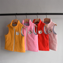 50-fold clearance ~ winter childrens clothing girl kitten embroidered vest cotton four-color cotton waistcoat vest