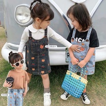 Girls cowboy skirt spring and summer female baby sling vest skirt young childrens foreign spring clothes