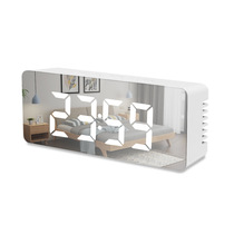 Factory direct multifunctional mirror electronic alarm clock led vanity mirror creative mirror digital clock USB charging