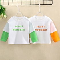 2021 spring body shirt for children long sleeve T-shirt cotton clothes boys spring and autumn fake two coat baby