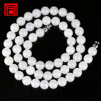 Chenghe jewelry natural Xinjiang Mountain material Hetian sheep fat jade ice bottom necklace 8mm jade quality fine oil