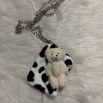  Tuku Bungee health single product cute black and white plush cow bag chain oblique cross bag female mini coin purse