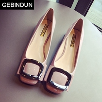 GEBINDUchic single shoes women summer 2021 spring new pink versatile square head shallow coarse heel leather shoes